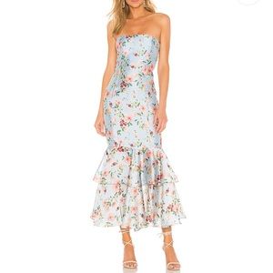 Revolve Blue Floral Midi Dress